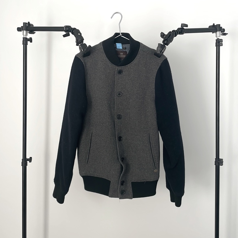 Scotch & Soda Black Sleeves Gray Body Bomber Jacket